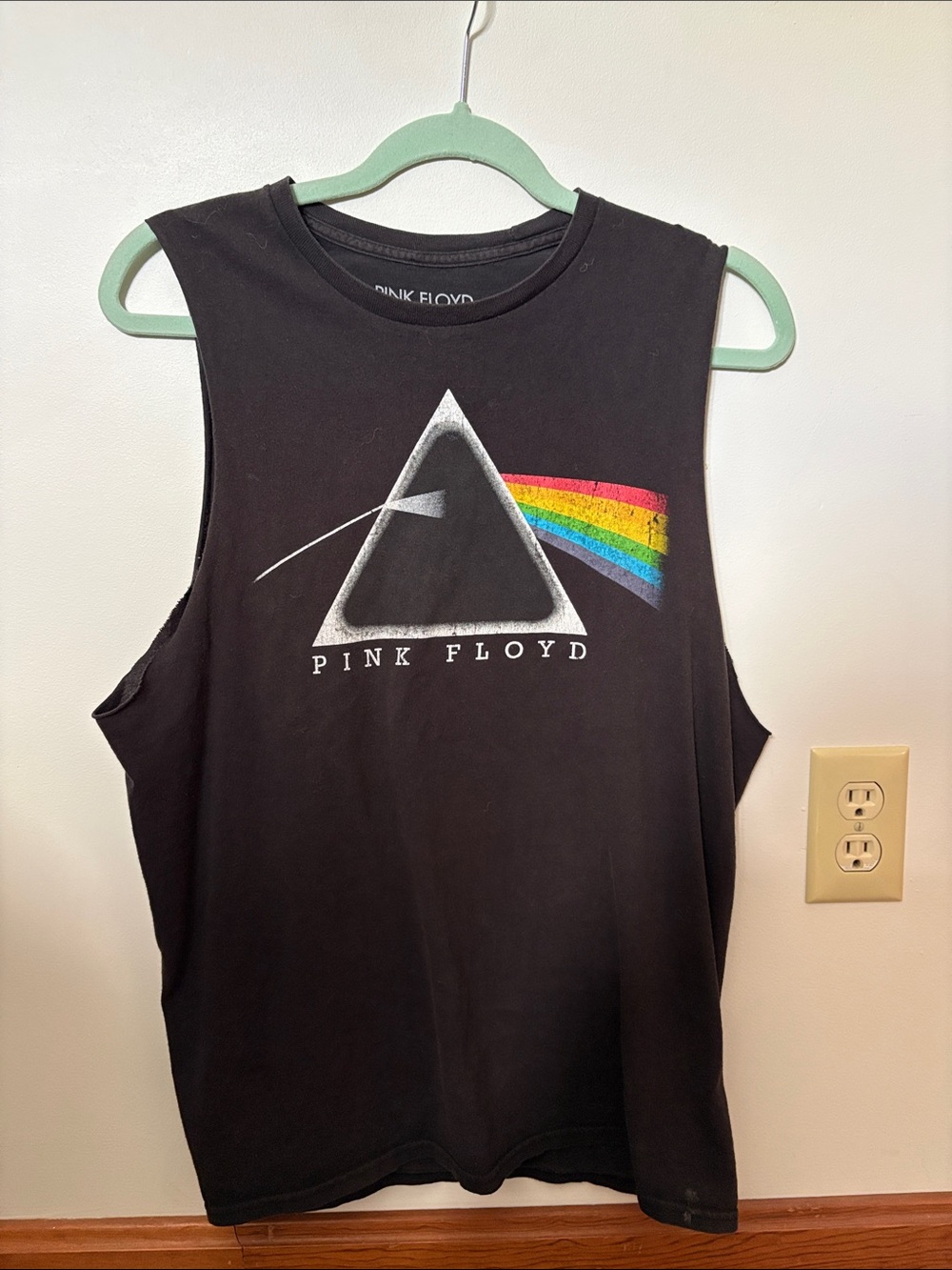 Pink Floyd Black Tank Top with Rainbow Prism Graphic-